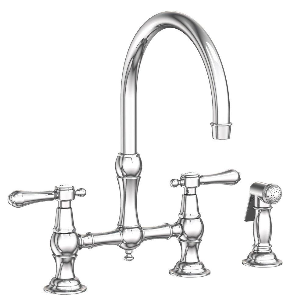 Newport Brass Polished Chrome Bridge Kitchen Faucet 