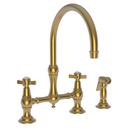 Two Handle Bridge Kitchen Faucet with Side Spray in Satin Bronze - PVD