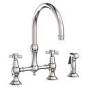 Two Handle Bridge Kitchen Faucet with Side Spray in Polished Nickel - Natural