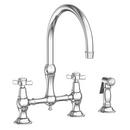 Two Handle Bridge Kitchen Faucet with Side Spray in Polished Chrome