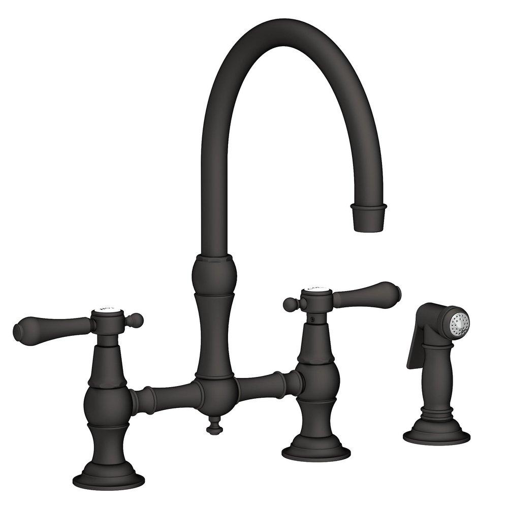 Newport Brass Flat Black Bridge Kitchen Faucet 