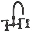 Two Handle Bridge Kitchen Faucet with Side Spray in Flat Black