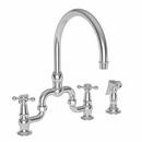 Bridge Kitchen Faucet with Double Cross Handle and Sidespray in Polished Chrome