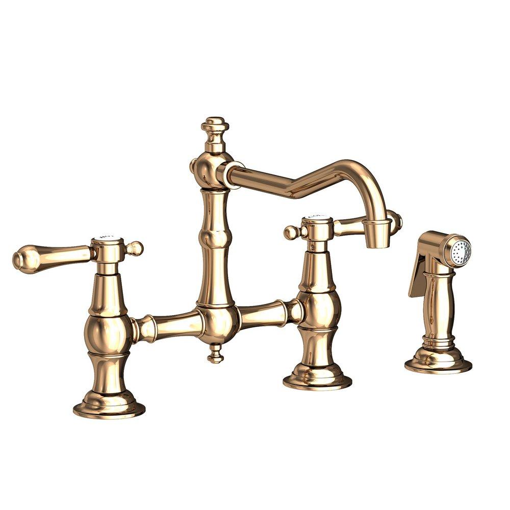 Newport Brass French Gold - PVD Two Handle Bridge Kitchen Faucet 