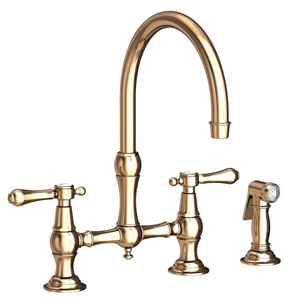 Newport Brass French Gold - PVD Bridge Kitchen Faucet 