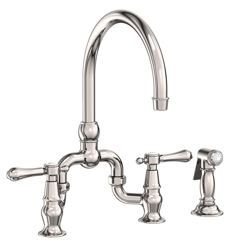 Newport Brass Polished Nickel - Natural Two Handle Bridge Kitchen Faucet 