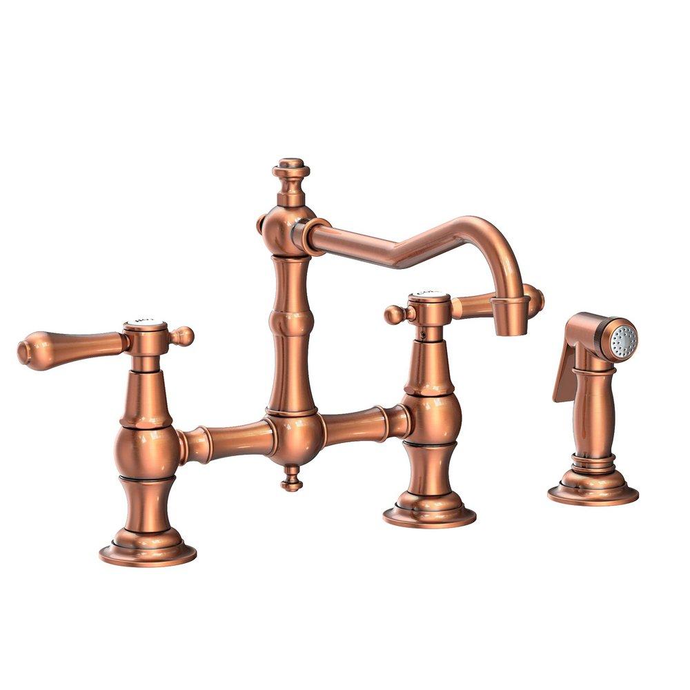 Newport Brass Antique Copper Two Handle Bridge Kitchen Faucet 