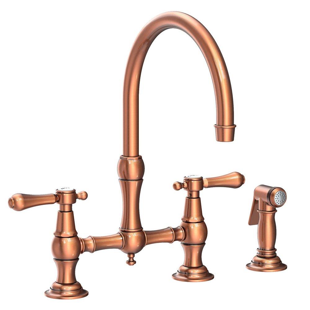 Newport Brass Antique Copper Bridge Kitchen Faucet 
