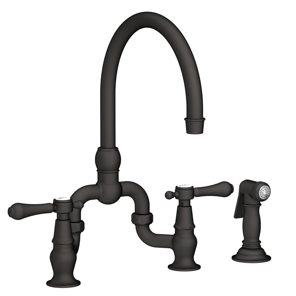 Newport Brass Flat Black Two Handle Bridge Kitchen Faucet 