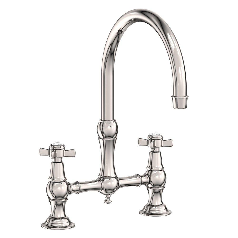 Newport Brass Polished Nickel - Natural Two Handle Bridge Kitchen Faucet 