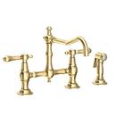 Two Handle Bridge Kitchen Faucet with Side Spray in Forever Brass - PVD