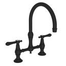 Newport Brass Flat Black Two Handle Bridge Kitchen Faucet 