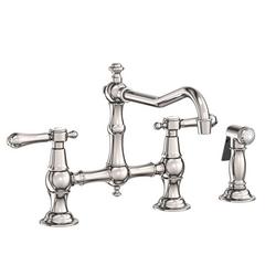 Two Handle Bridge Kitchen Faucet with Side Spray in Polished Nickel - Natural