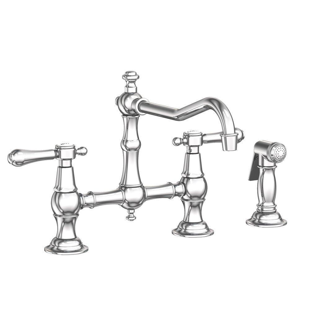 Newport Brass Polished Chrome Two Handle Bridge Kitchen Faucet 