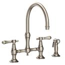 Two Handle Bridge Kitchen Faucet with Side Spray in Antique Nickel