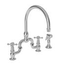 Bridge Kitchen Faucet with Double Cross Handle and Sidespray in Polished Chrome