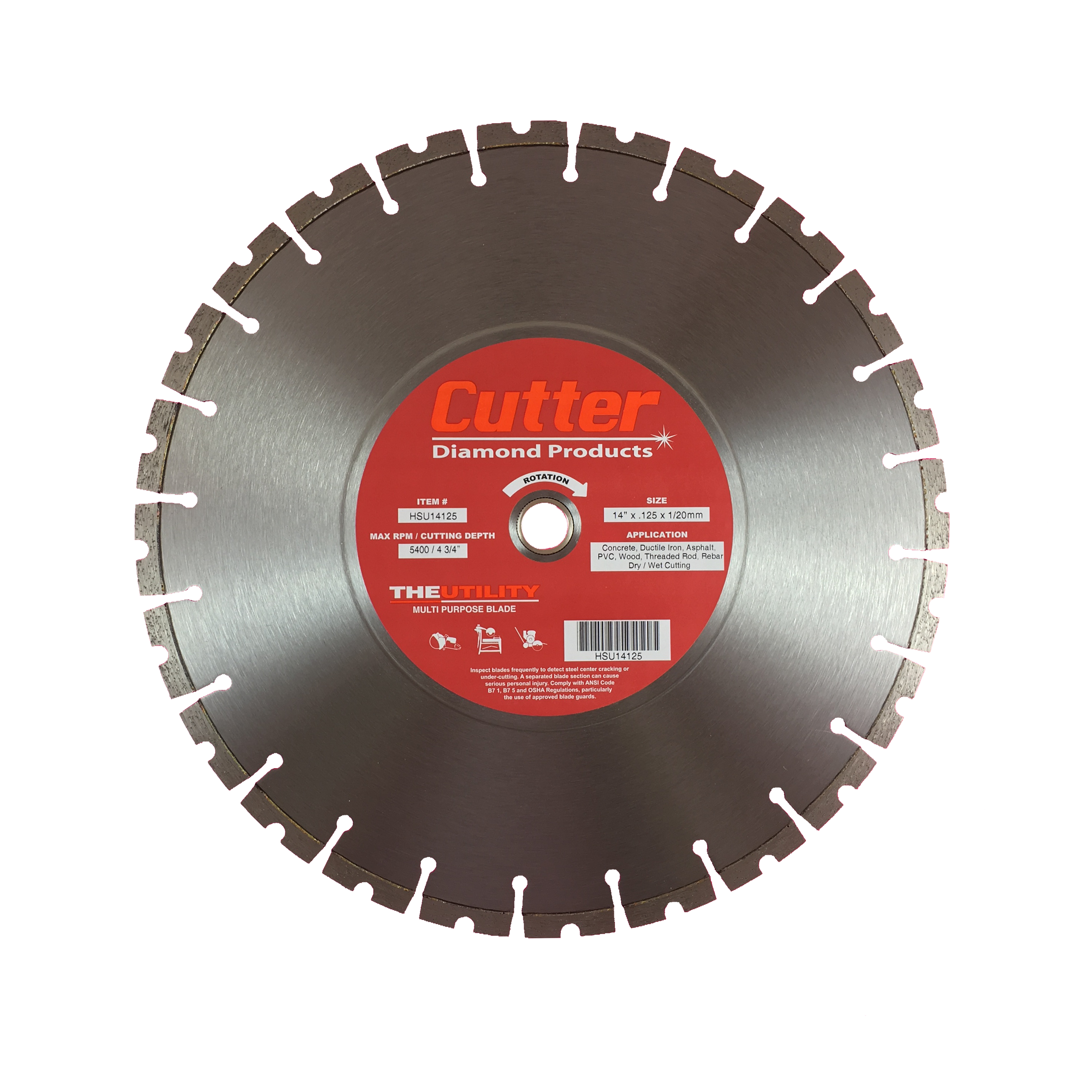 Cutter Diamond Products Asphalt, Concrete, Ductile Iron, PVC, Rebar and Wood Circular Saw 