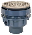 2 x 3 in. Hub PVC Floor Drain Assembly with 5-1/2 in. Round Nickel Bronze Grate and Ring and Strainer