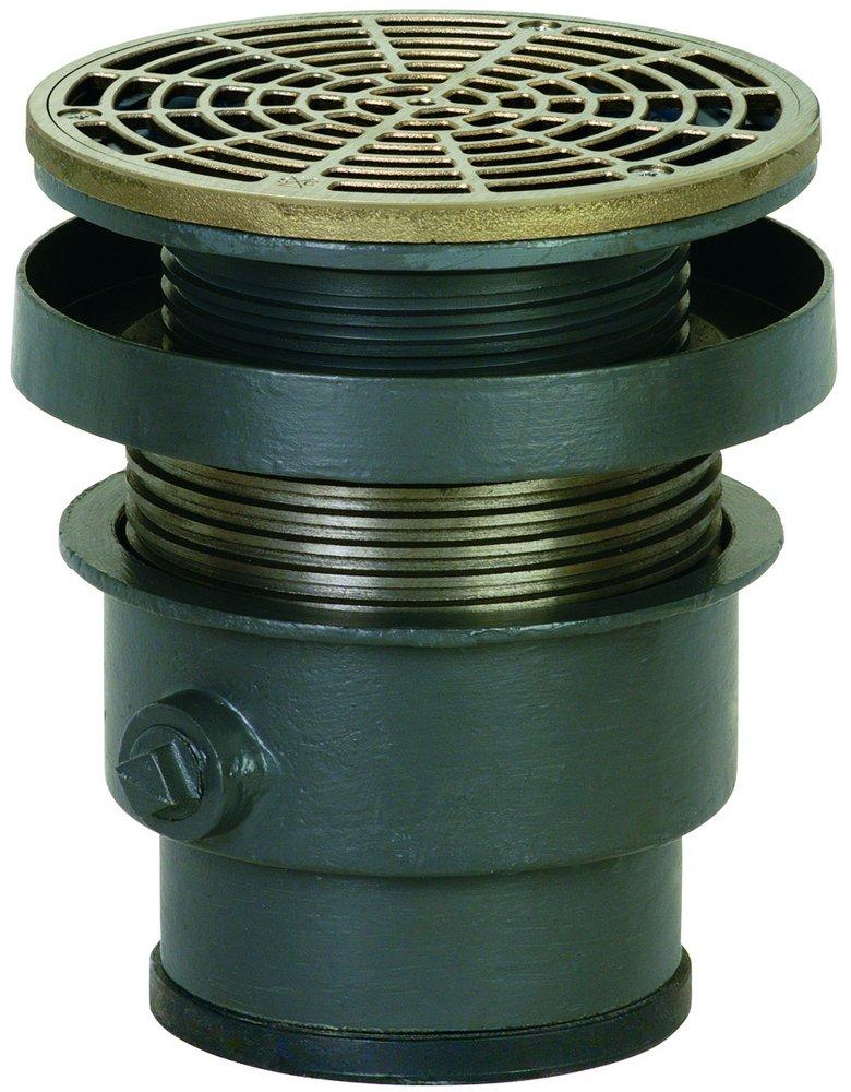 Sioux Chief Push Joint Ductile Iron Floor Drain Assembly with 6-1/2 in. Round Nickel Bronze Grate 