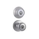 Metal Knob with Single Cylinder Deadbolt Combo Pack in Brushed Chrome
