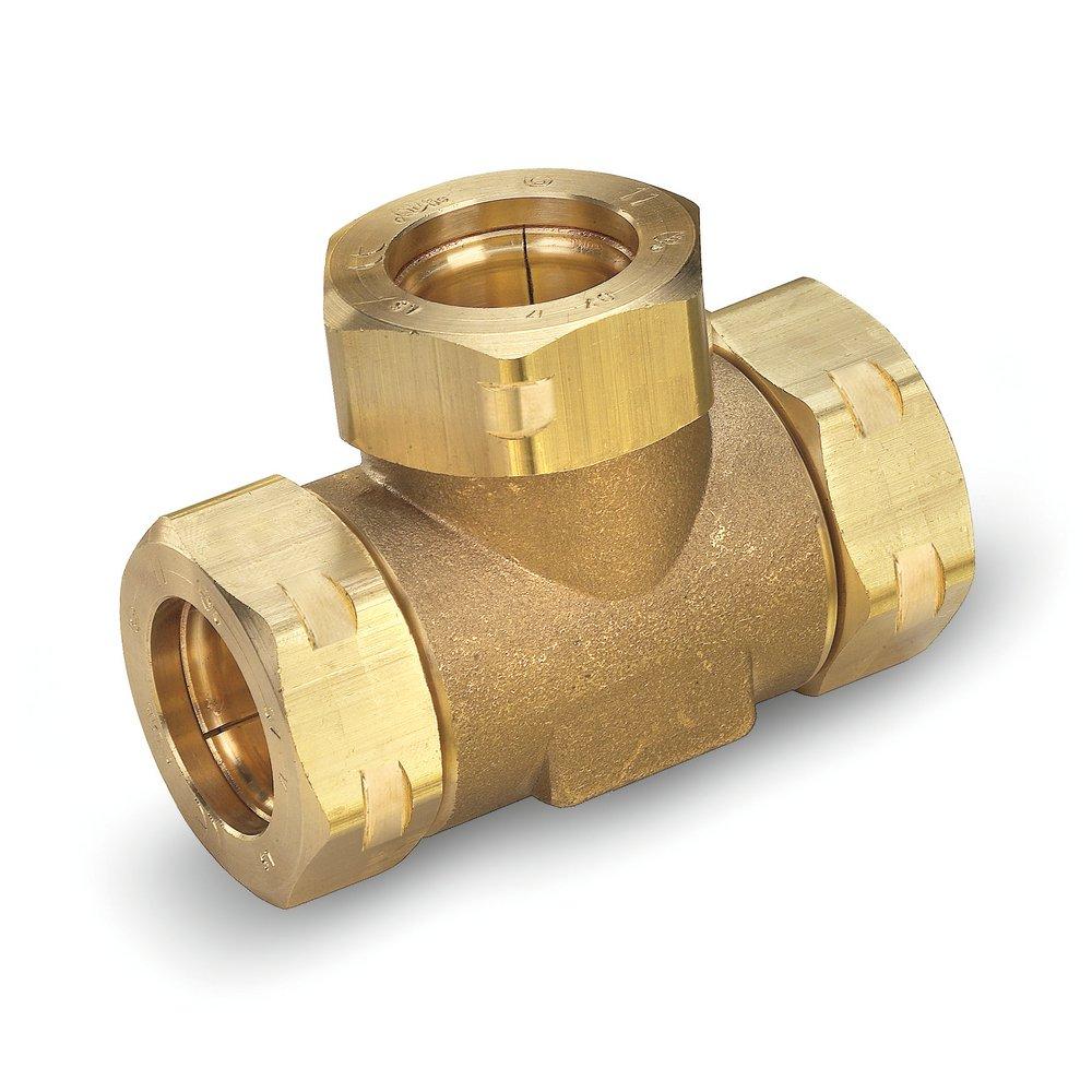 FlashShield+&trade; Run Reducing Brass Flexible Gas Pipe Tee 
