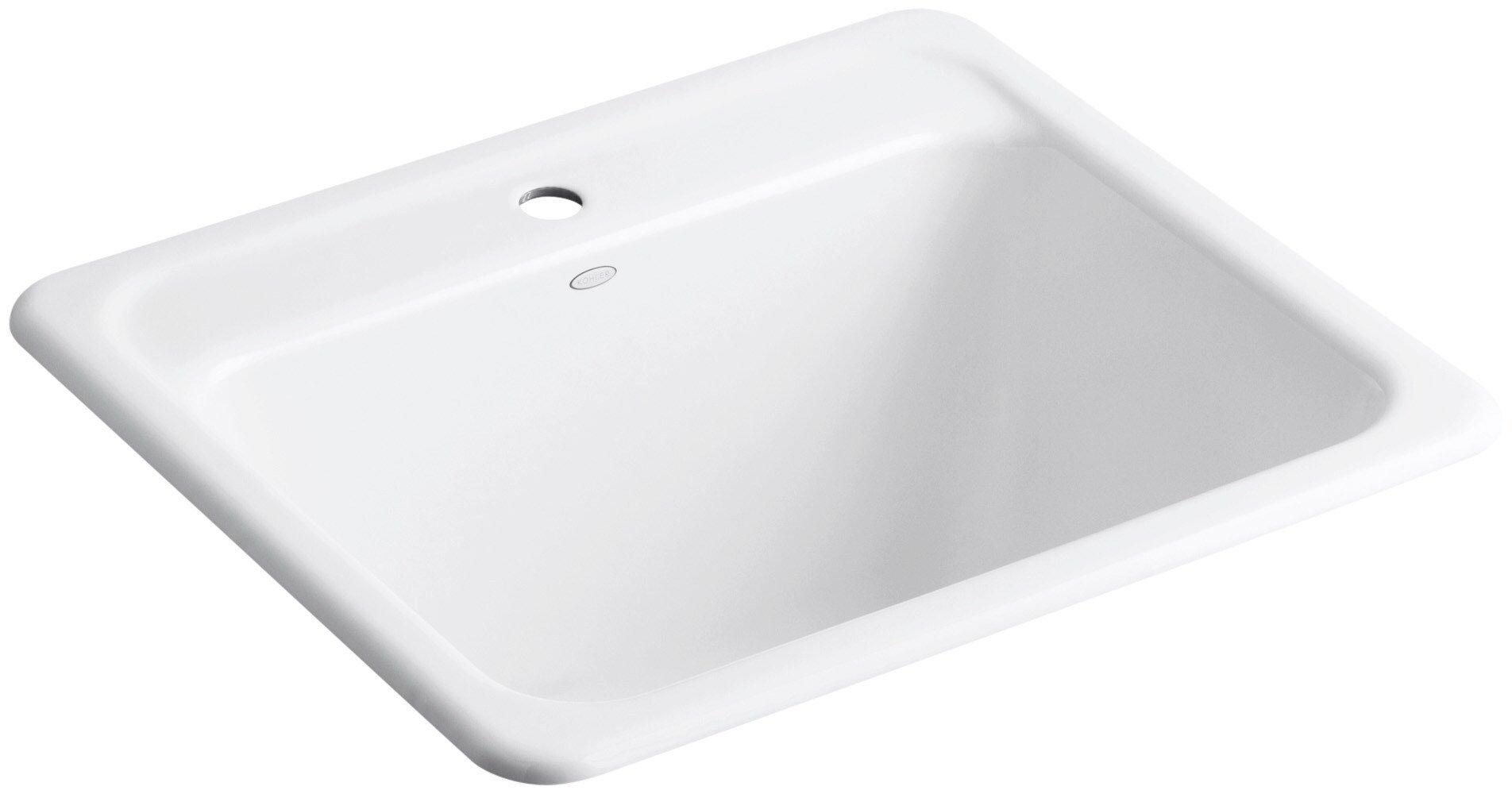 KOHLER White 1-Hole Cast Iron Laundry Sink 