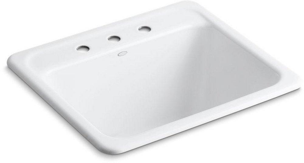 KOHLER White 25 x 22 in. Top Mount and Undermount Laundry Sink 