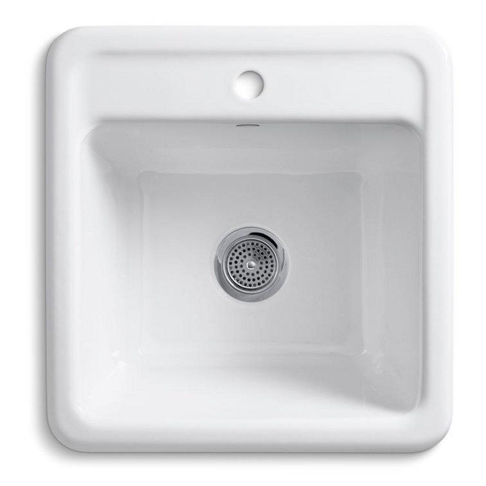 KOHLER White 21 x 22 in. Top Mount and Undermount Laundry Sink 