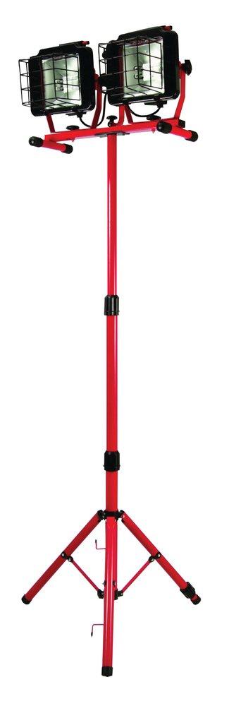 Bayco Products Red 1000W Steel Halogen Dual Fixture Work Light 