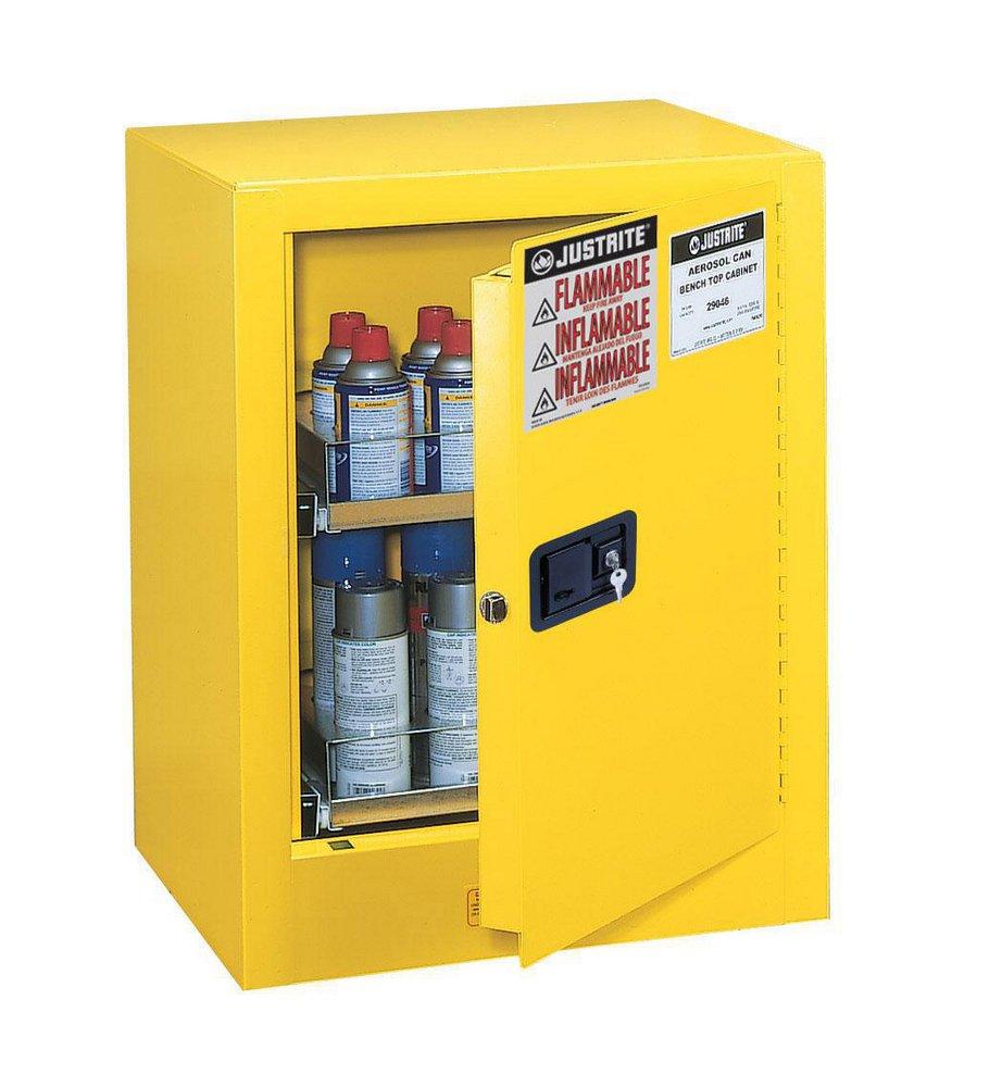 Justrite Yellow Safety Cabinet with 1-Manual Close Door 