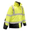 M Size Polyester and Oxford Polyester Waterproof Parka in Hi-Viz Green