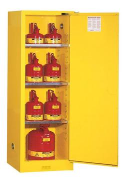 Slimline Safety Cabinet Yellow 22 gal Self Close