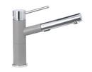 BLANCO Polished Chrome/Truffle 1-Hole Compact Pull-Out Kitchen Faucet with Single Lever Handle and Dual Spray 