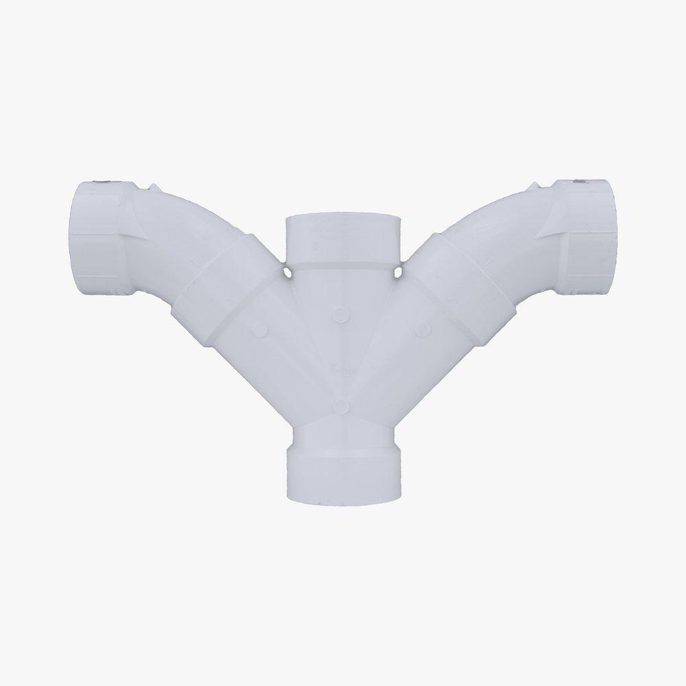 White PVC DWV 3-Piece Double Combination Wye (Fabricated) 