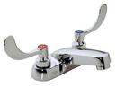 Centerset Bathroom Sink Faucet with Double Wristblade Handle in Polished Chrome