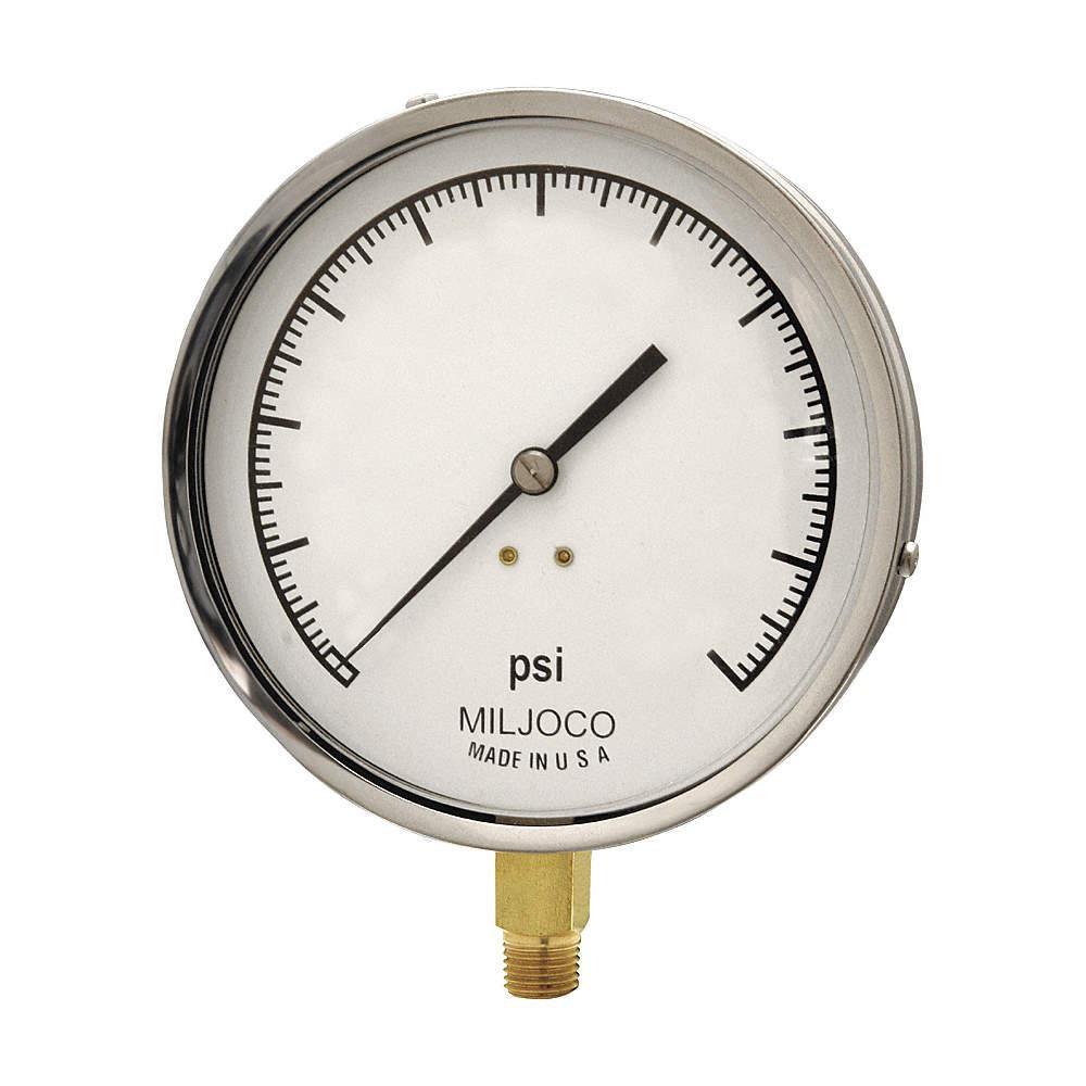 Miljoco Bright Pressure Gauge (Less Flange) 