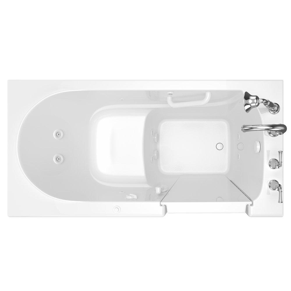 American Standard White 59-1/2 x 29-3/4 in. Whirlpool Walk-In Bathtub with Right Drain 