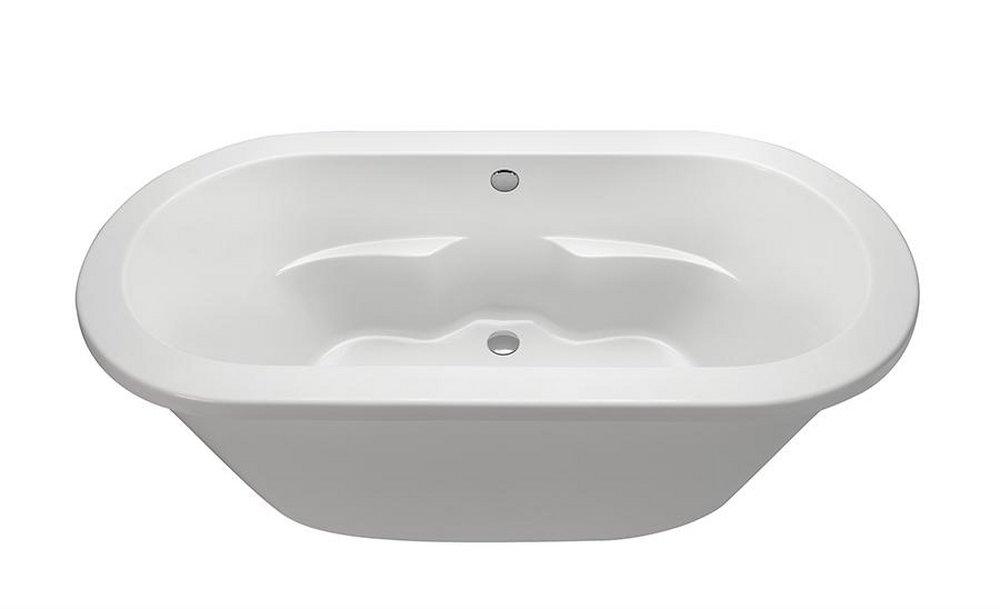 White 71-3/4 x 36 in. Soaker Drop-In Bathtub with Center Drain 