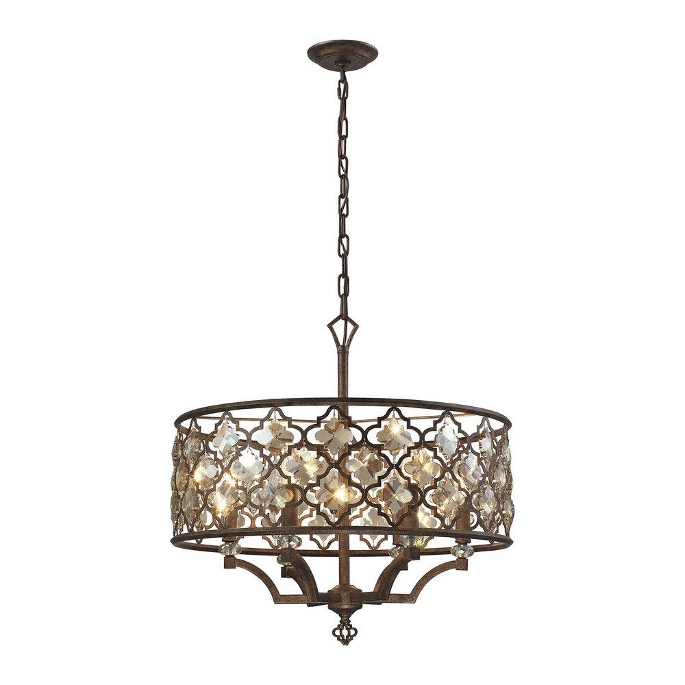 Elk Home Weathered Bronze 6-Light Pendant 