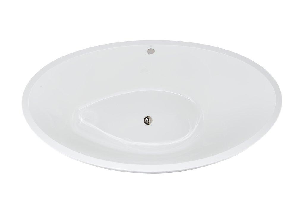 Hydro Systems Biscuit 66 x 36 in. 85 gal Acrylic and Fiberglass Oval Freestanding Bathtub with Center Drain 