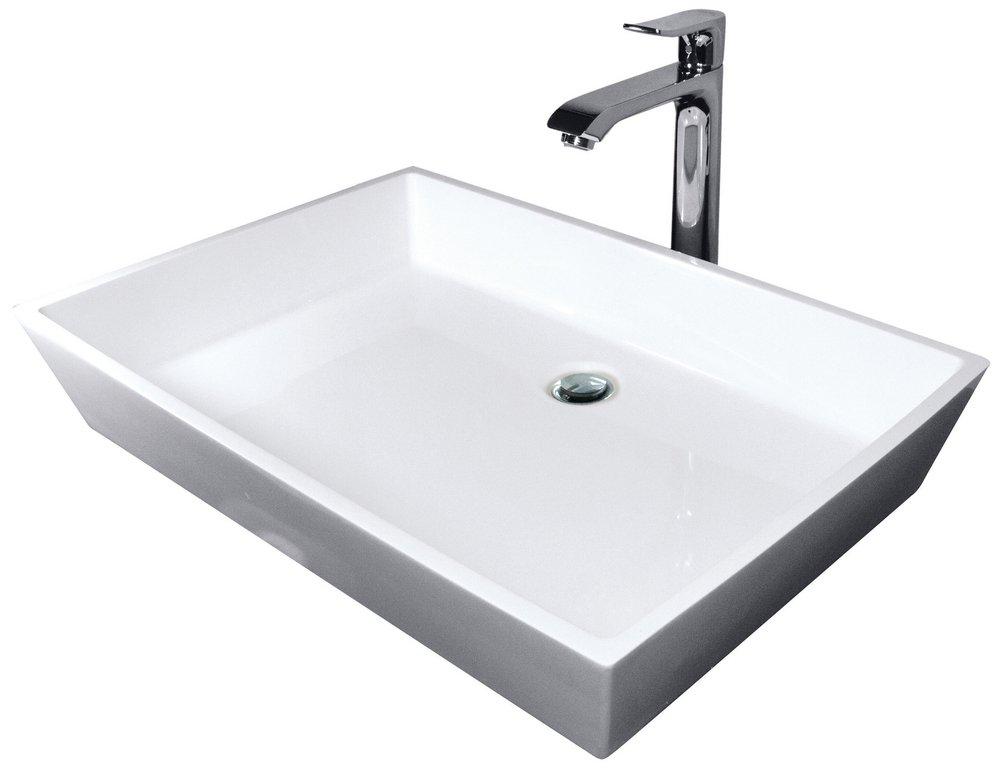 Hydro Systems White 1-Bowl Solid Surface Rectangular Lavatory Sink 