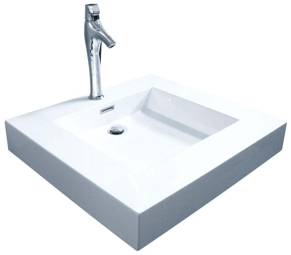Hydro Systems White 1-Bowl Solid Surface Rectangular Lavatory Sink with Rear Center Drain 
