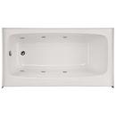 54 x 36 in. 6-Jet Acrylic, Fiberglass and Integral Wood Rectangle 3-Wall Alcove Bathtub with Left Drain in White