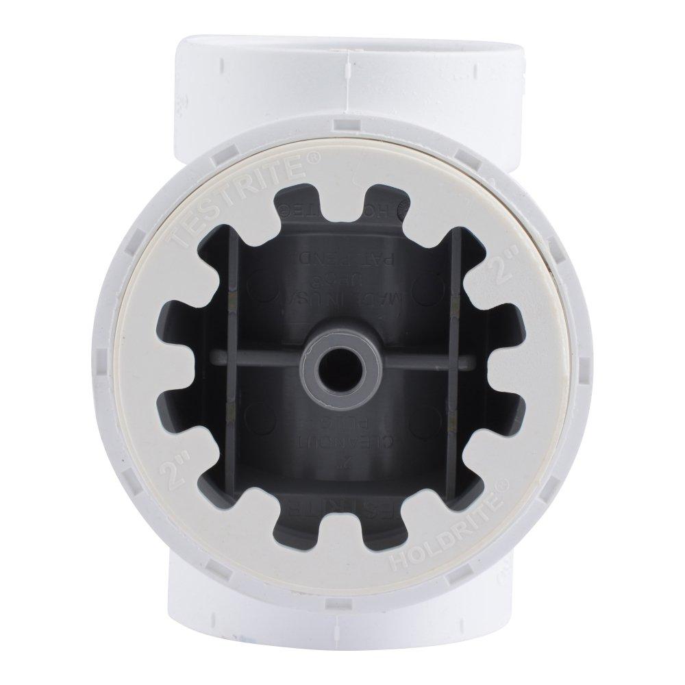 HoldRite&trade; White Plug DWV PVC Cleanout Tee with Nylon Plug and Spanner Ring 
