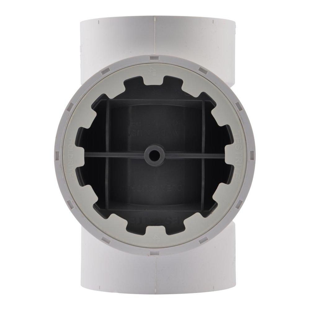 HoldRite&trade; White Plug DWV PVC Cleanout Tee with Nylon Plug and Spanner Ring 