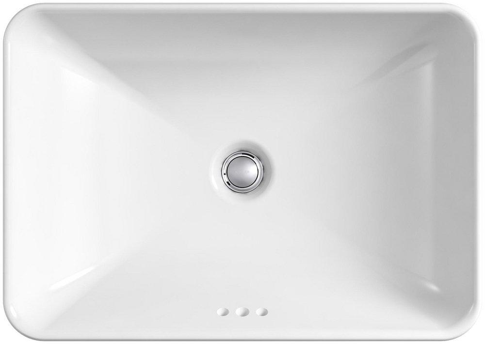 KOHLER White Rectangle Vessel Sink with Overflow 