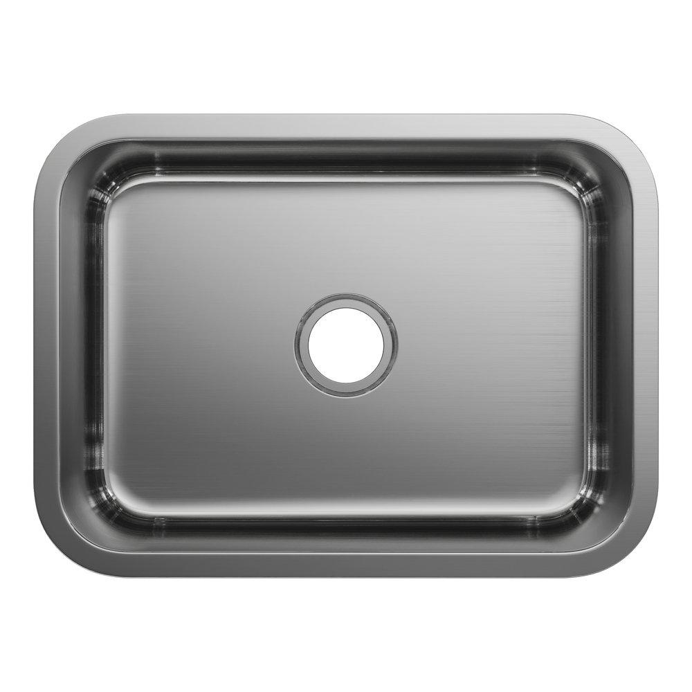 PROFLO&reg; Stainless Steel 23-3/8 x 17-3/4 in. Stainless Steel Single Bowl Undermount Kitchen Sink with Sound Dampening 
