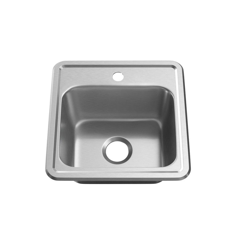 PROFLO&reg; Stainless Steel 15 x 15 in. 1 Hole Drop-in Stainless Steel Bar Sink 