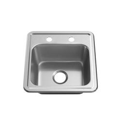 15 x 15 in. 2 Hole Stainless Steel Single Bowl Drop-in Bar Sink