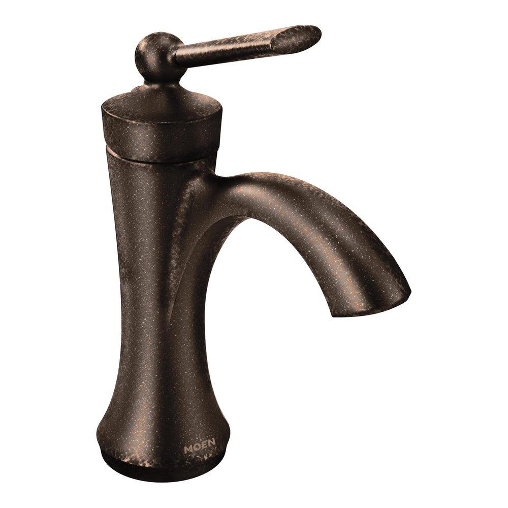 Moen Oil Rubbed Bronze Single Handle Monoblock Bathroom Sink Faucet with Metal Pop-Up Drain Assembly 